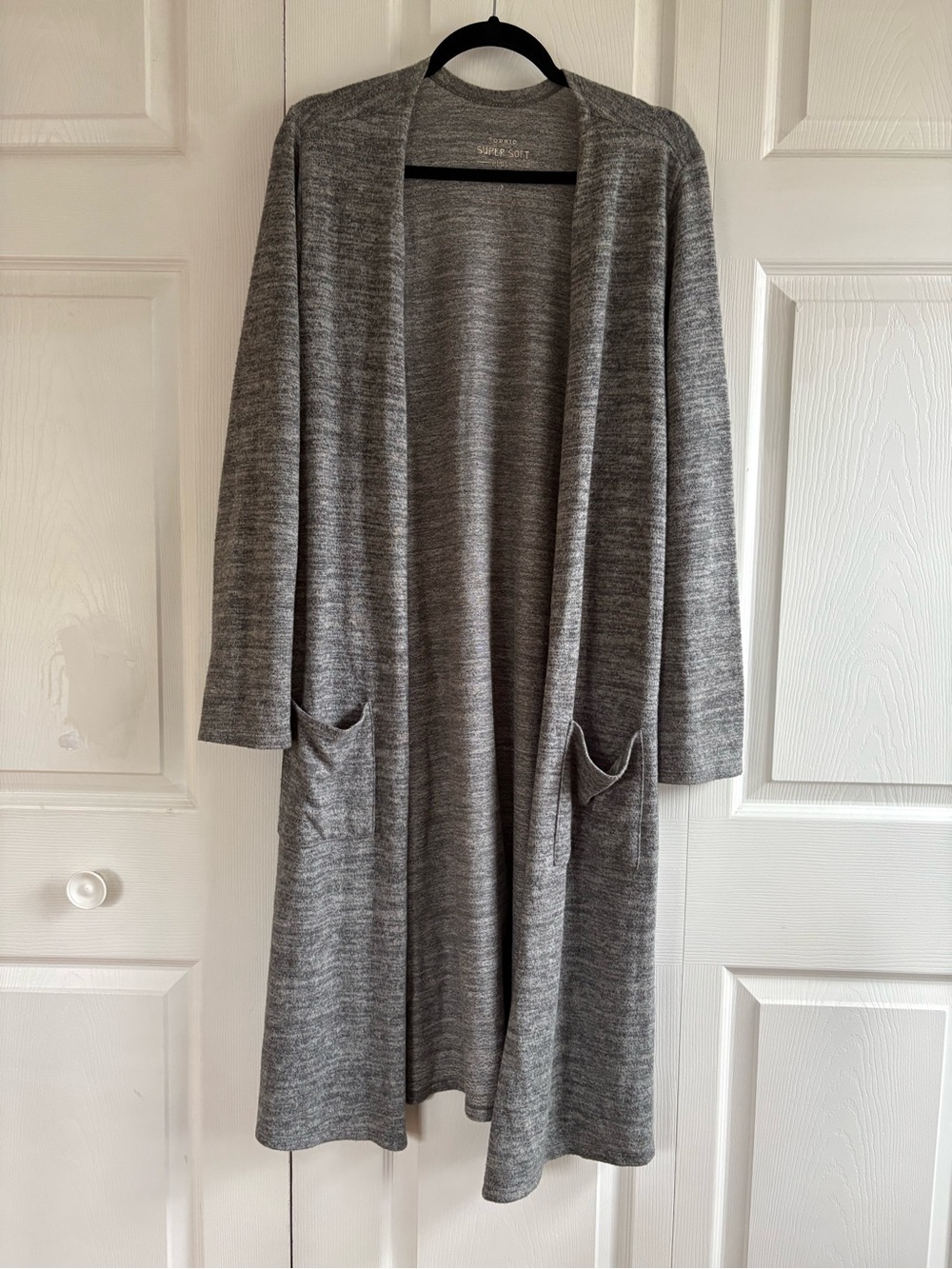 Torrid Super Soft Plush Open Front Long Duster Cardigan 2X Gray Comfy Lounge